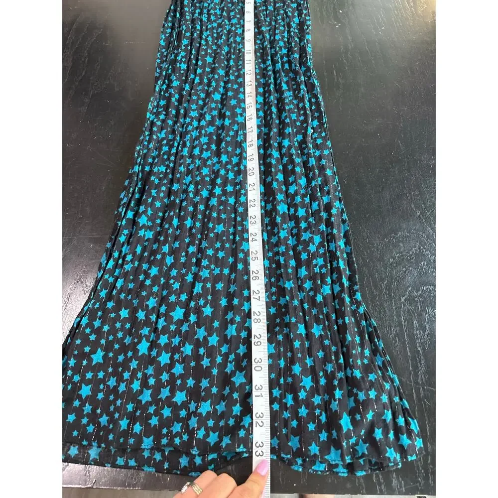 Y2K- Blue Stars Black Silver Metallic- Neck Scarf- 66x16